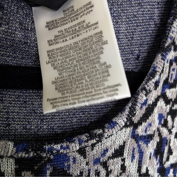 BCBGMAXAZRIA Silk Blend Abstract Printed Long Sleeve Knit Dress Size XS - Picture 7 of 8